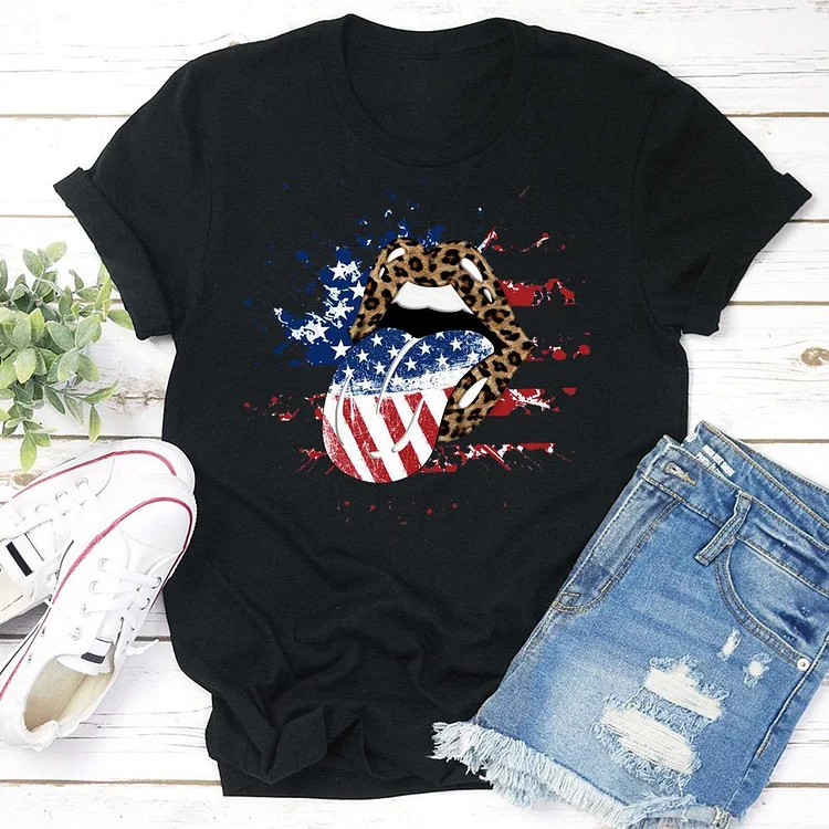 Patriotic Lips Shirt, American Flag Lips, 4th of July Shirts Tee - 02147-Annaletters