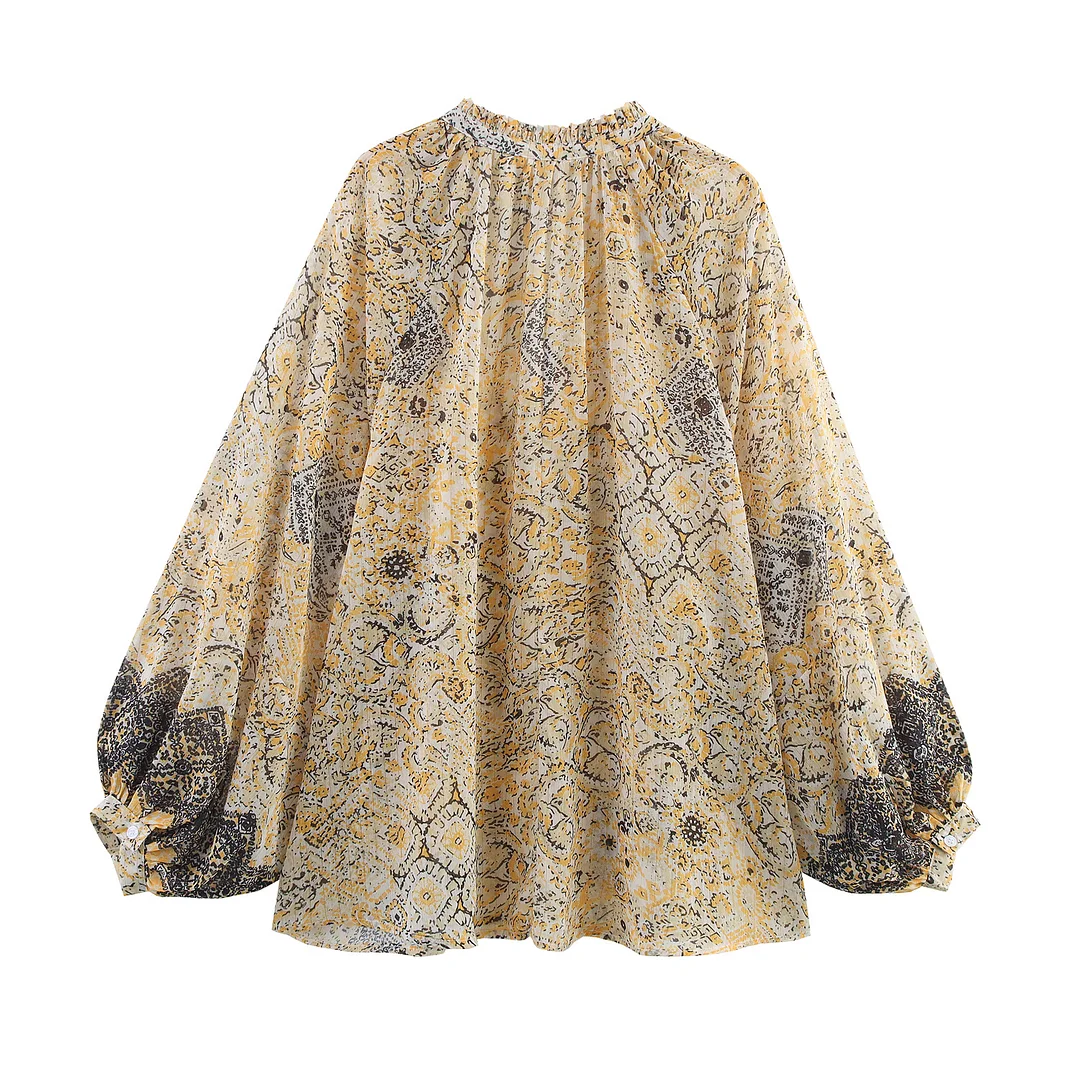 Nigikala Nigikala For Women's INS Burst Metal Color Line Printed Shirt + Printed Skirt