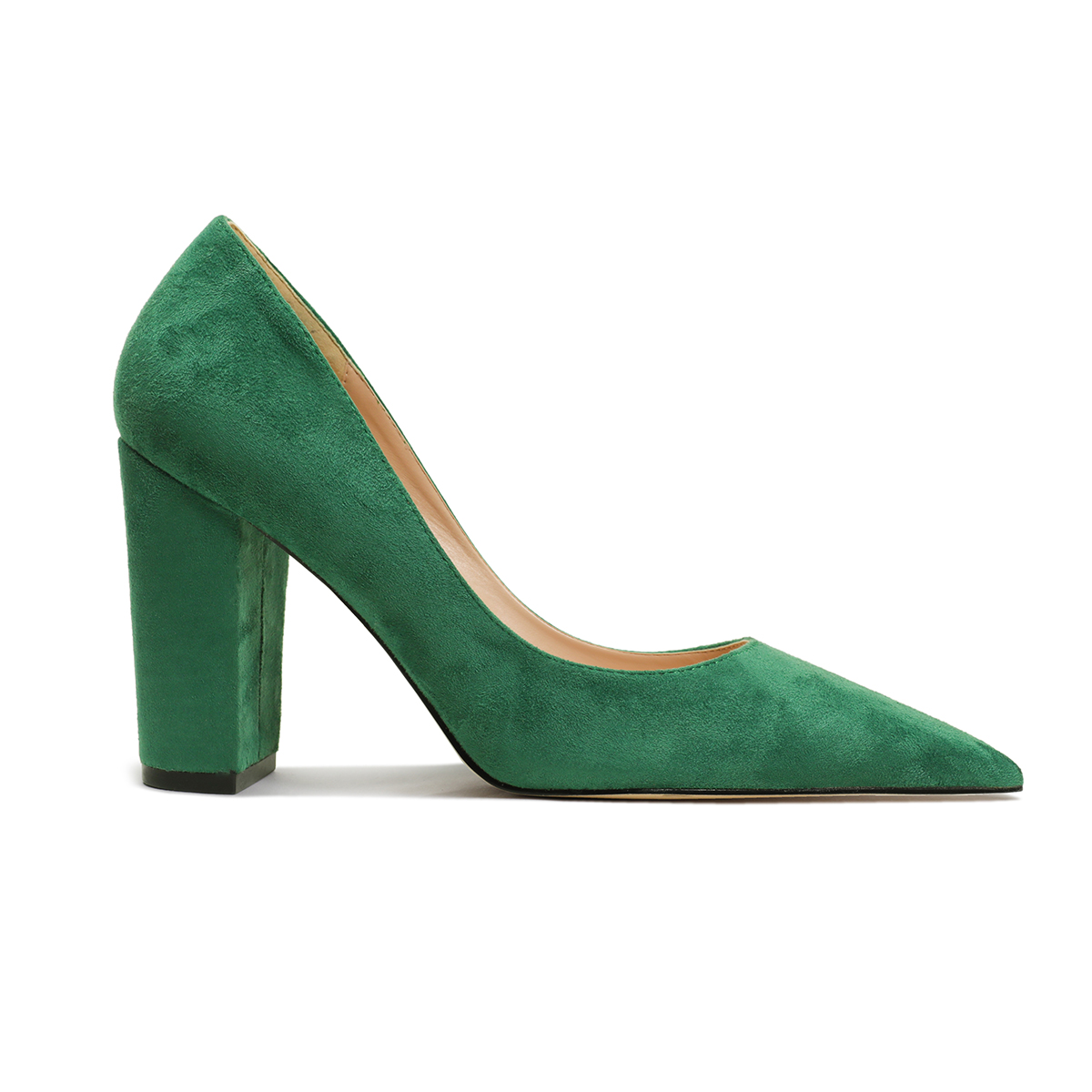 3.5" Women's Chunky Heels Shoes Comfortable Middle Block Heel Matte Pumps-MERUMOTE