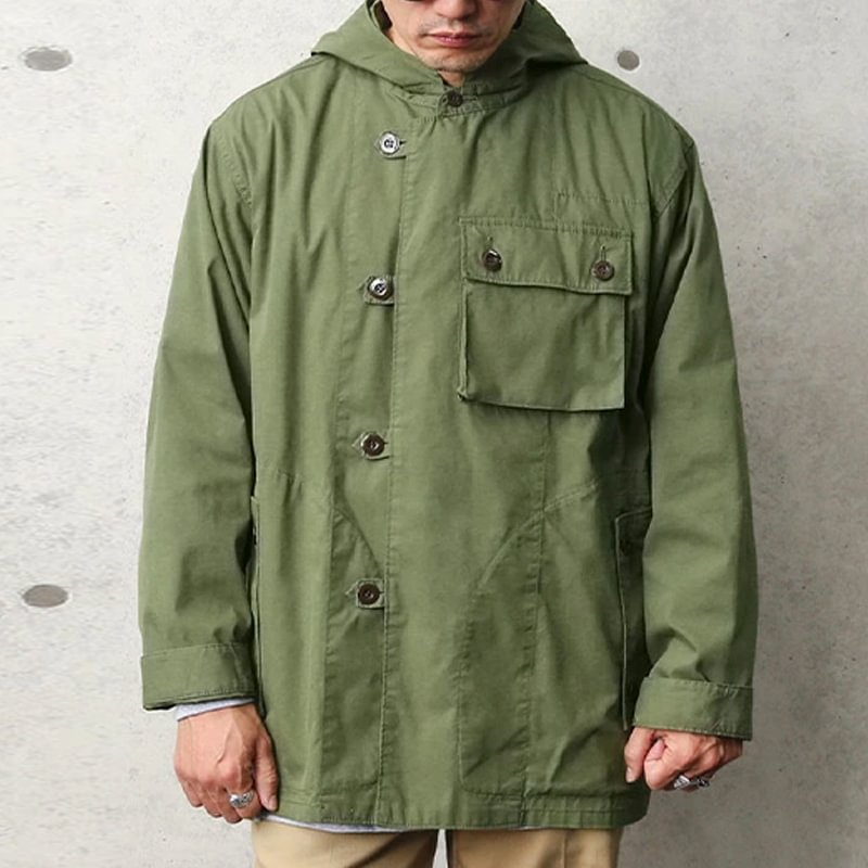 Vintage Hooded Army Twill Casual Jacket