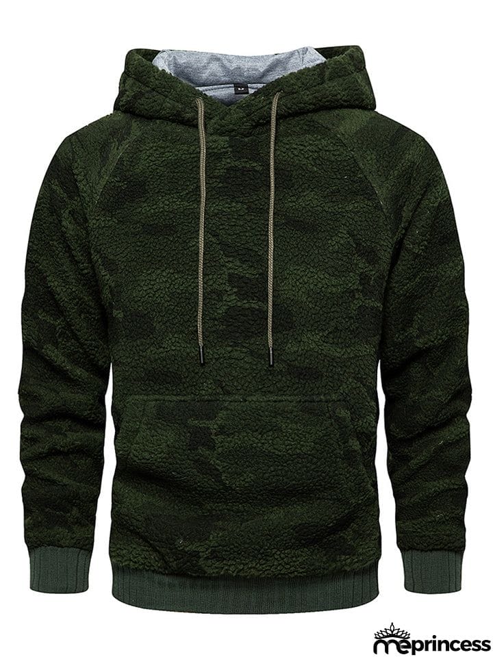 Men's Casual Hooded Camouflage Print Loose Winter Sweatshirt