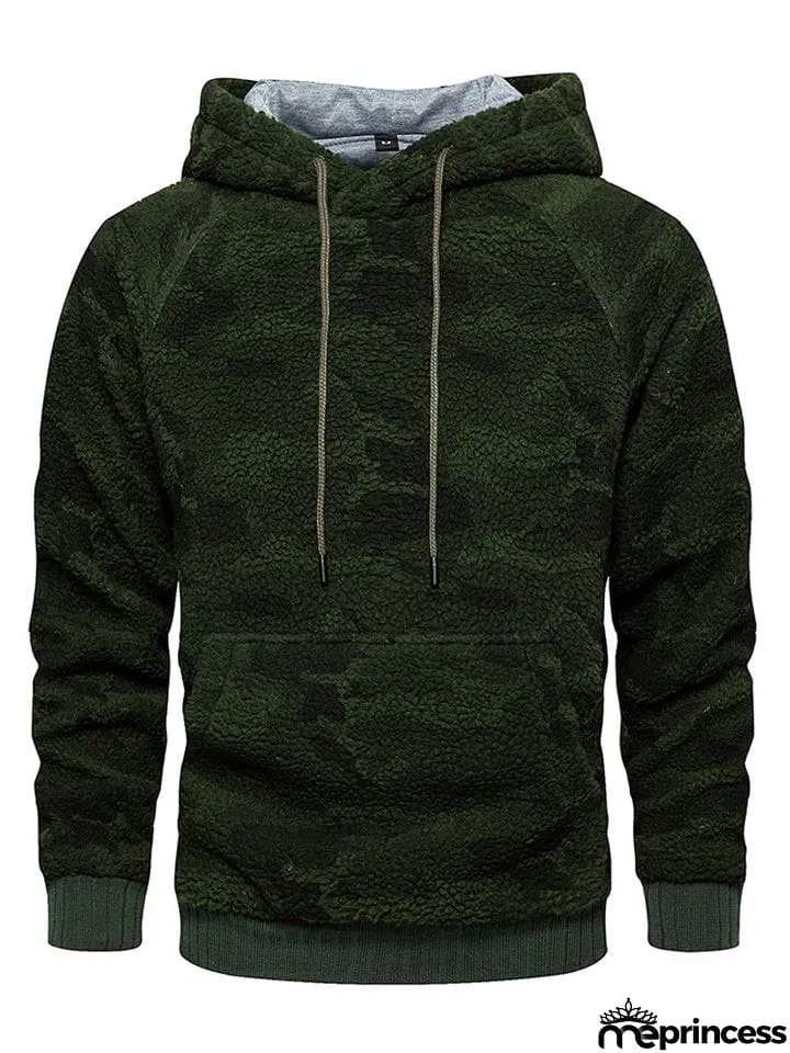 Men's Casual Hooded Camouflage Print Loose Winter Sweatshirt
