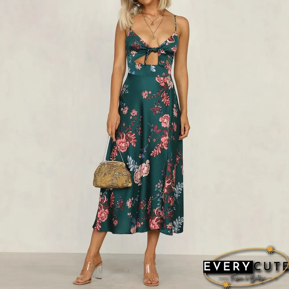 Stylish Temperament Printed Knotted Camisole Dress