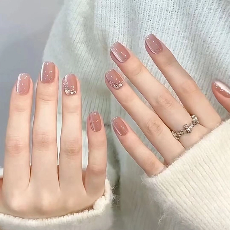 Wear Nail Beauty Nail Piece TikTok Hot Blush Gradient Butterfly Nail Sticker Finished Detachable Fake Nail