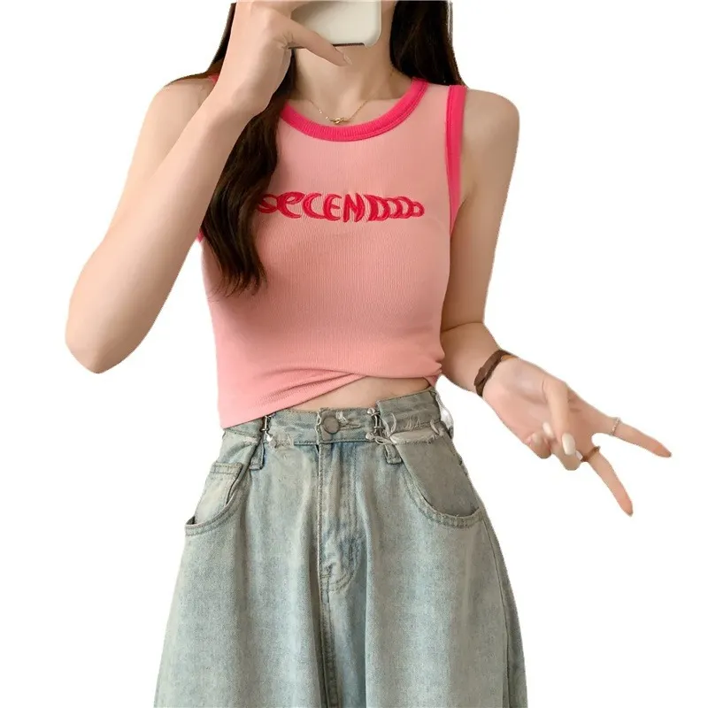 Brownm Brownm Vest Female Inside The 2024 Summer Short Crop Foreign Style Slim Hot Girls Wearing Sleeveless Student Jacket Tide