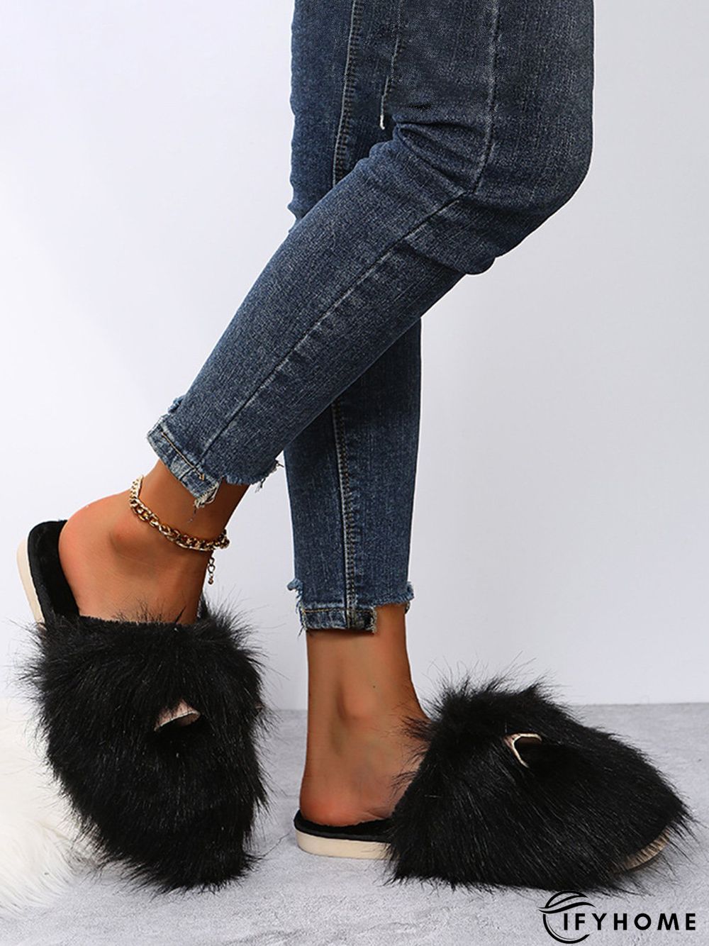 Cute Cat Ears Mohair Warm Fleece Indoor Slippers | IFYHOME