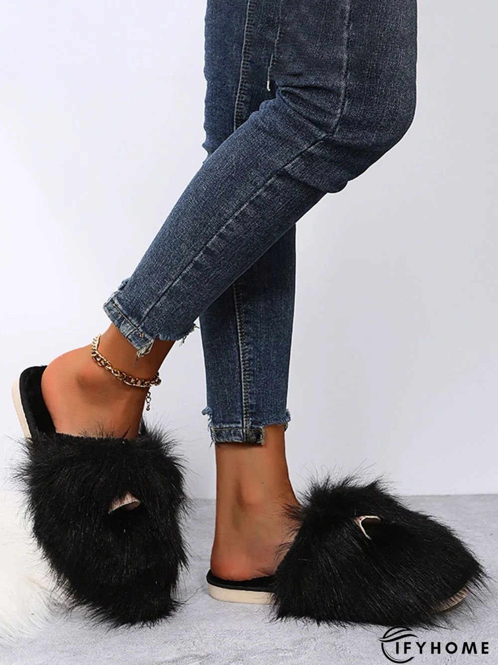 Cute Cat Ears Mohair Warm Fleece Indoor Slippers | IFYHOME