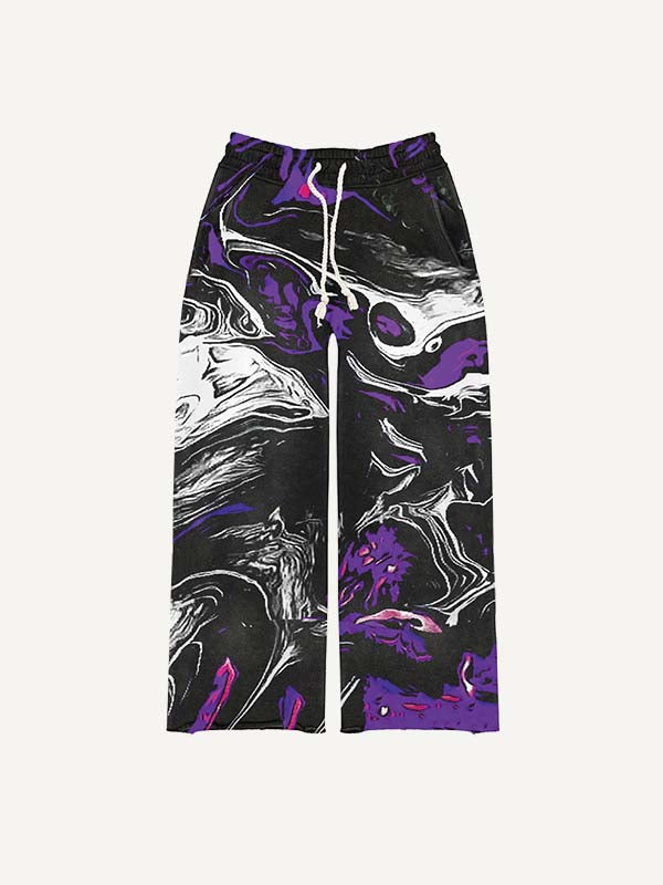 Abstract Graphic Print Elastic Waist Pants