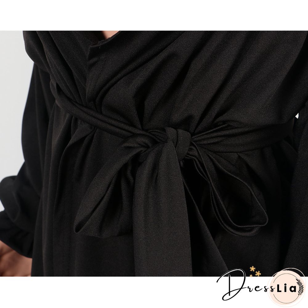 Bubble Long Sleeves V-Neck Mini Dress