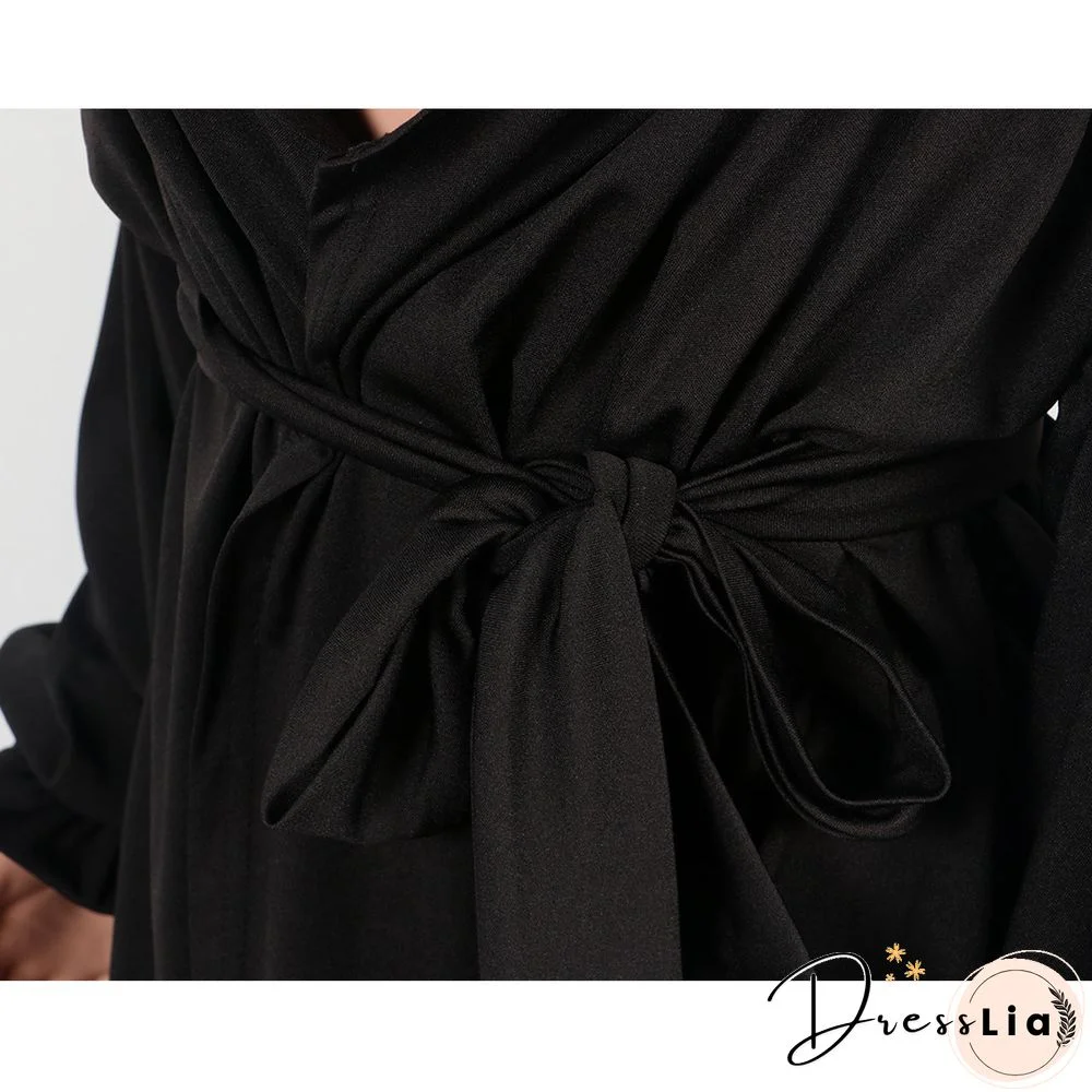 Bubble Long Sleeves V-Neck Mini Dress