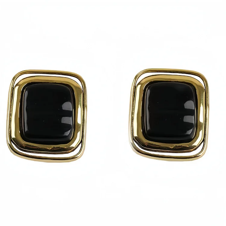 Brass Vintage New Square Stud Earrings