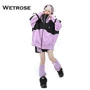 [Wetrose] In Stock Black Pink Costume Mine Style Jirai Kei Denpa Clothes Coat Thick Heavy Loose Casual Outfit Cosplay Over Size