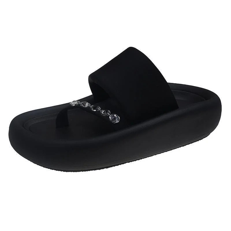 Colourp Colourp On Excrement Feeling Cool Drag Female Summer 2024 Summer New Fashion Feeling Platform Increased One Word Drag Beach Shoes Women's Slippers