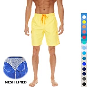 Men's Swimming Trunks Mesh Linner 4 Pockets Quick Dry Beach Shorts