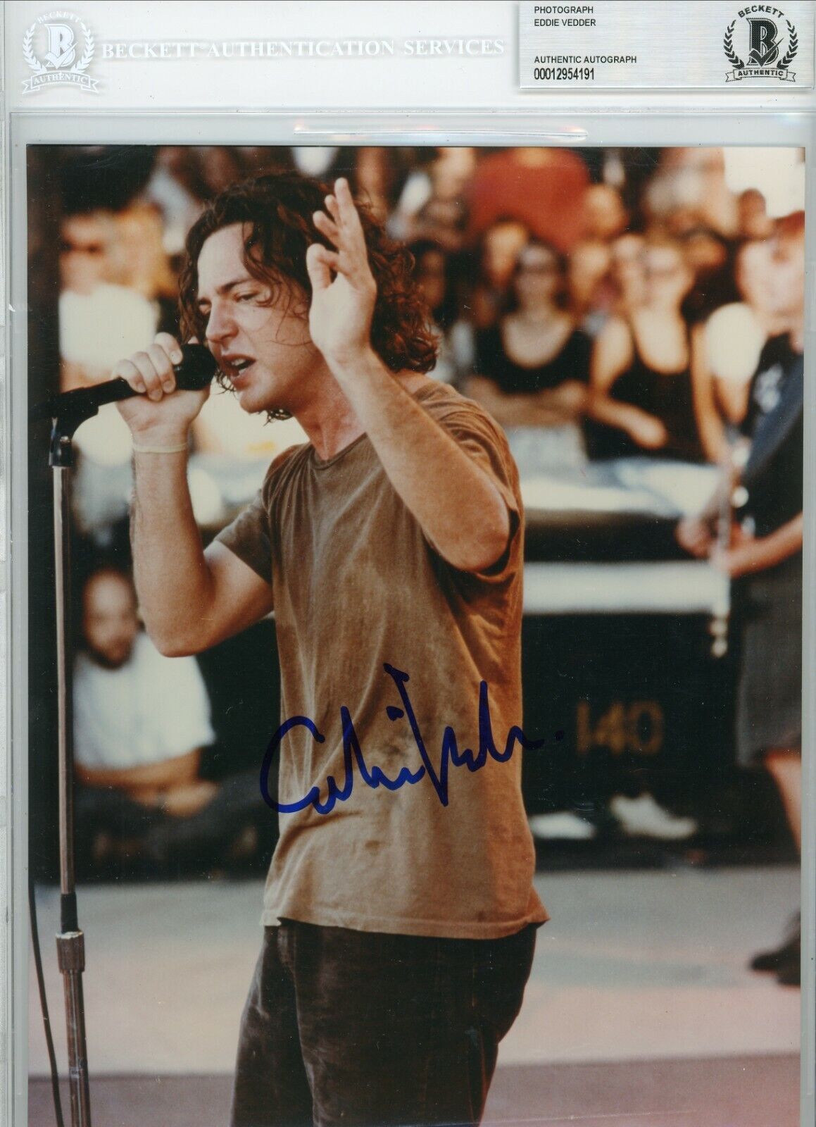 Eddie Vedder Pearl Jam Signed Autographed 8x10 Glossy Photo Poster painting Beckett Slab Encap