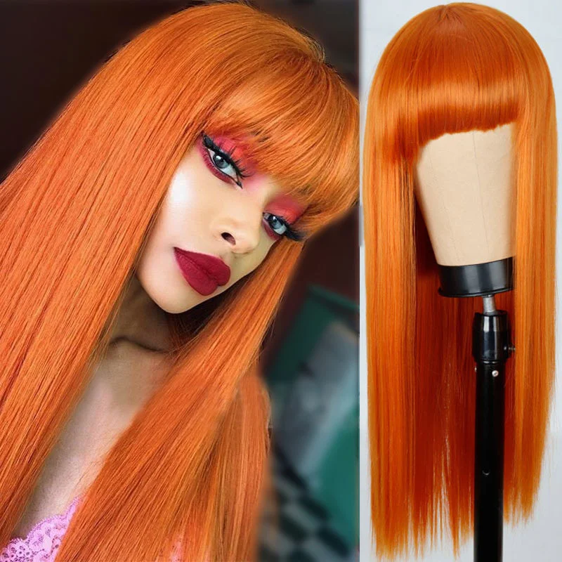 Orange Fashion Casual Solid Patchwork Wigs | EGEMISS
