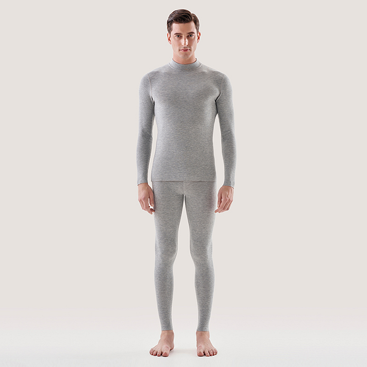Men's Half-turtleneck Silk Cashmere Thermals Underwear Set-Chouchouhome