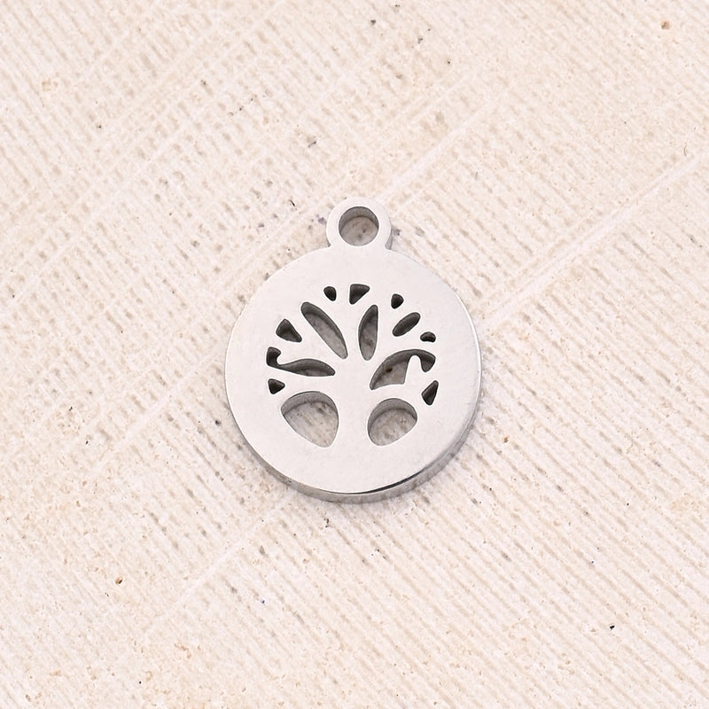 1 Piece 12x10mm 16.5×14.5mm 17×14.5mm Hole 1~1.9mm 304 Stainless Steel 18K Gold Plated Life Tree Polished Jewelry Accessories Pendant