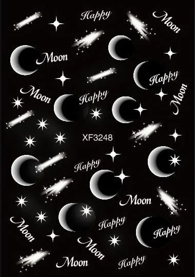 3D Nail Art Sticker Decoration Shadow Moon DIY Sticker Decals Tips Manicure Design Constellation Stars Adhesive Sticker for Nail