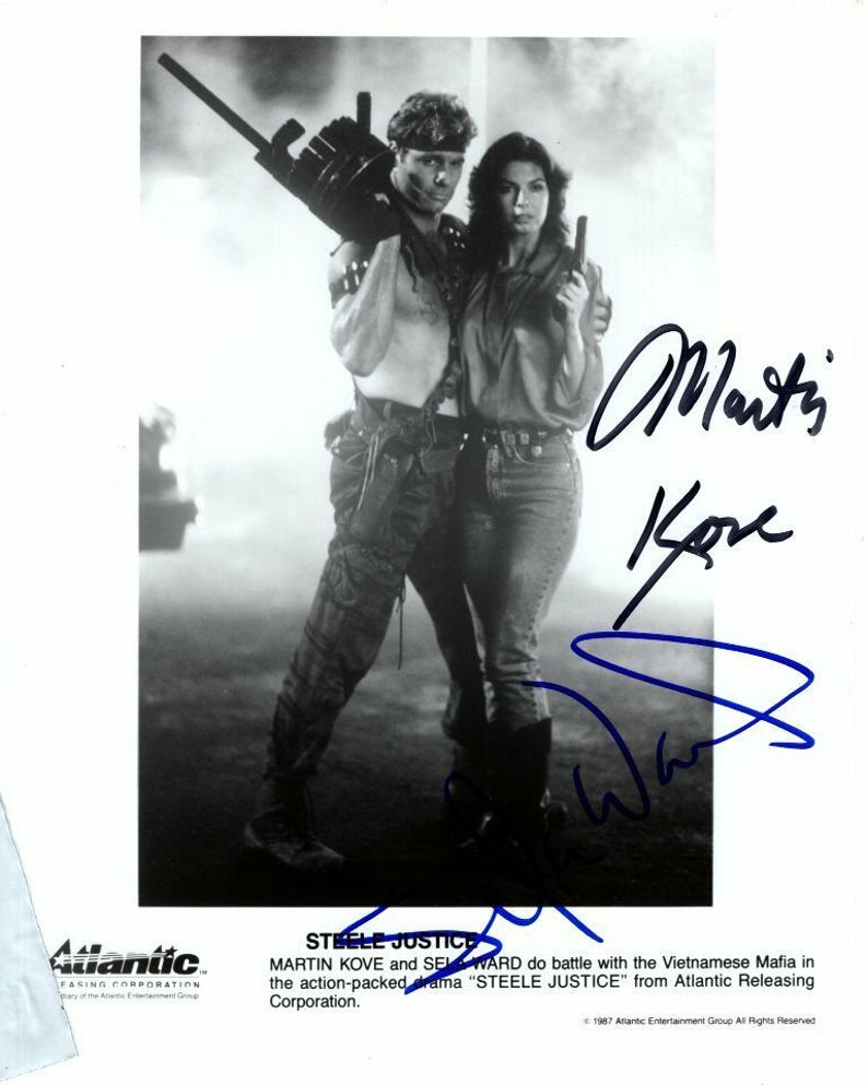 Martin kove and sela ward signed autographed steele justice original press Photo Poster painting