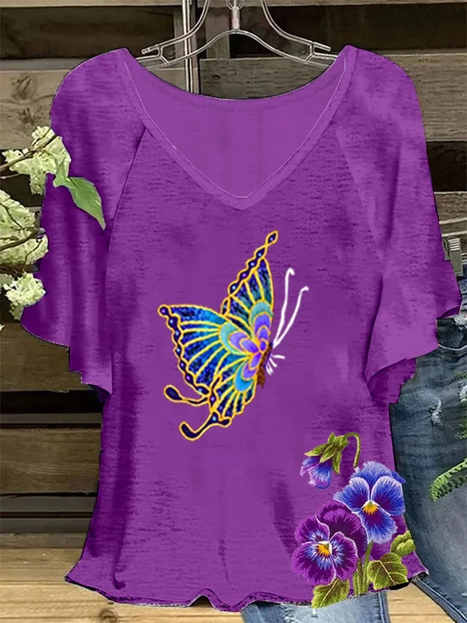 Women's Alzheimer's Awareness Floral Print Top