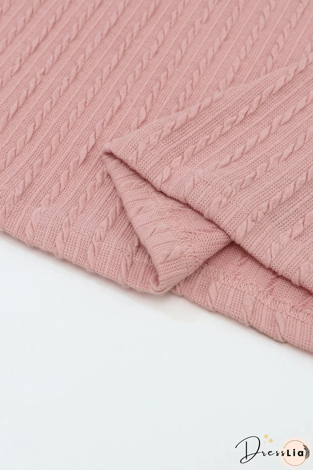Pink Cozy Ribbed Round Neck Knit Long Sleeve Top