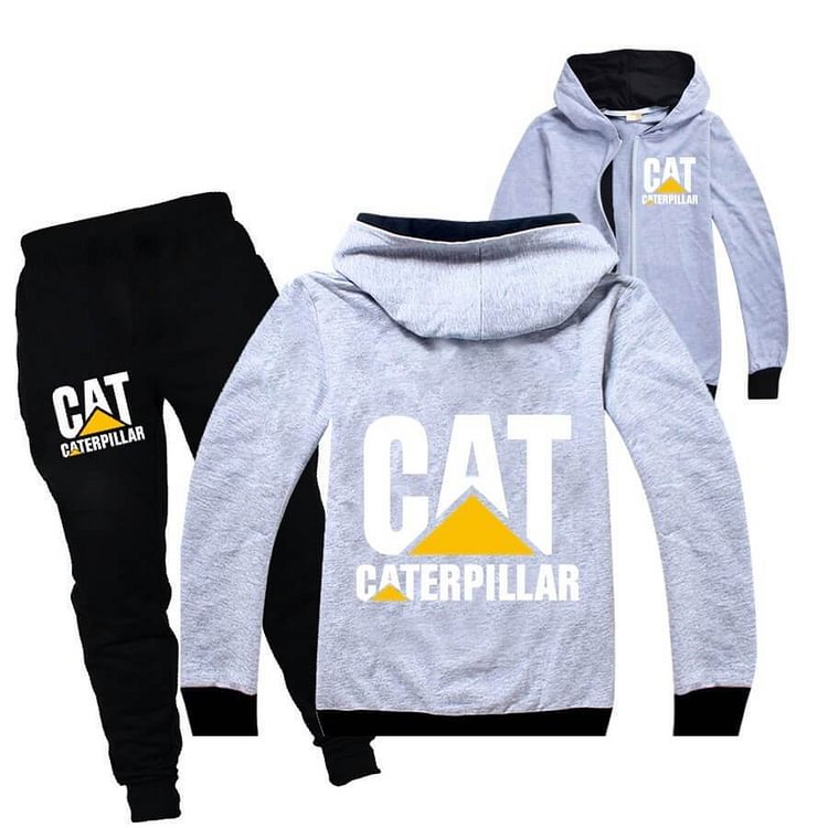 Mayoulove Girls Boys Cat Caterpillar Prints Cotton Hoodie And Sweatpants Outfits-Mayoulove