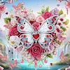 Framed Diamond Painting - Special Shaped - Butterflies and Flowers (25x25cm)
