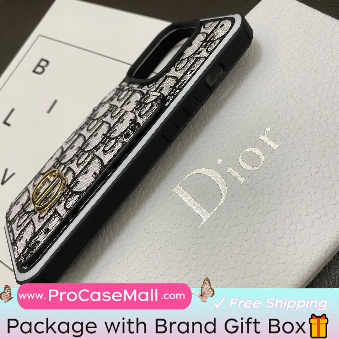 Dior Card Slot Luxury CD Metal Logo Apple iPhone Case