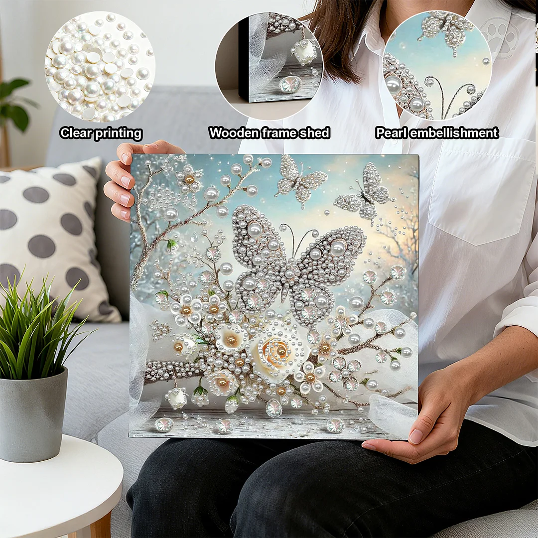 Pearl Butterfly Garden DIY Pearl Art Diamond Painting 30x30cm for Home Decor