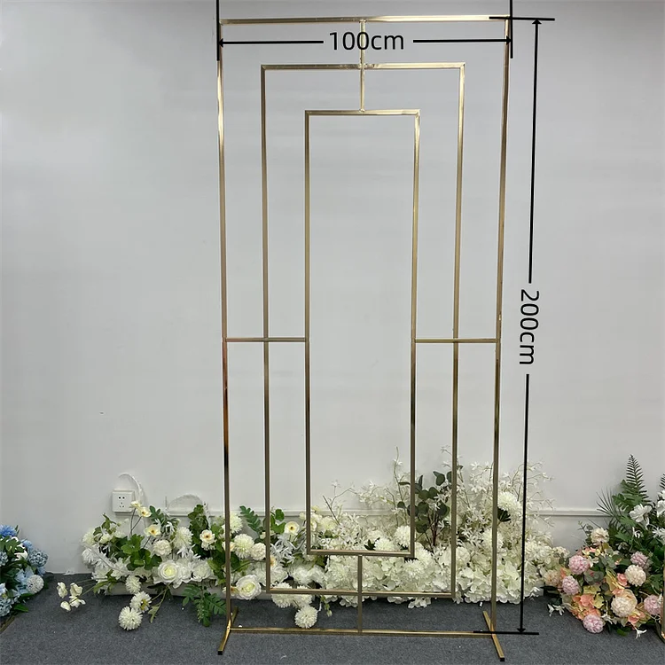 Gold-Plated Arch Frame Wedding Backdrop Frame Square Outdoor Event Party Decor Props A8151