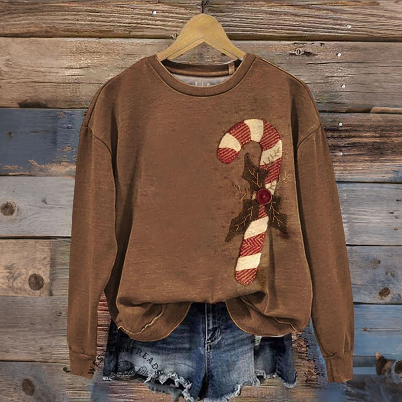 Retro Christmas Casual Cotton Sweatshirt elevenforest