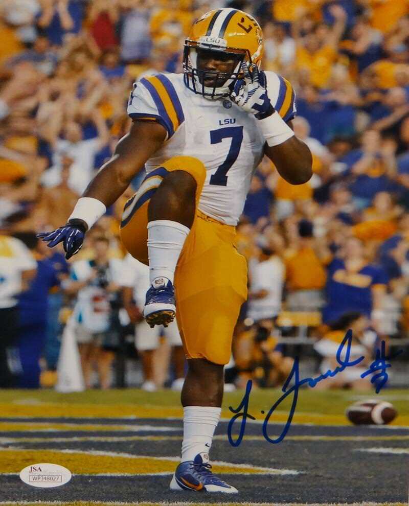 Leonard Fournette Autographed LSU Tigers 8x10 Heisman Pose Photo Poster painting- JSA W Auth