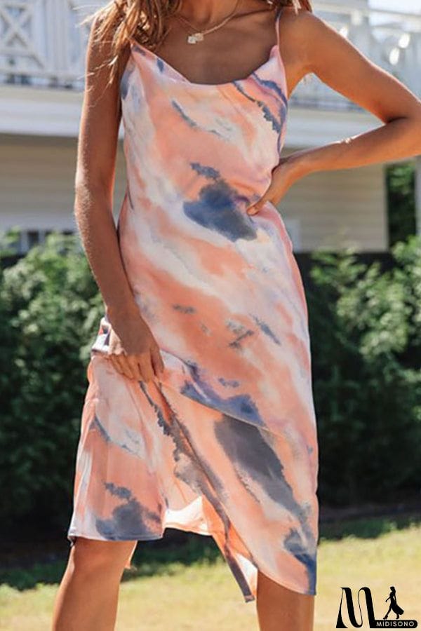 MidiSono - Temperament and Western Style Mid-length Sling Irregular Slit Dress