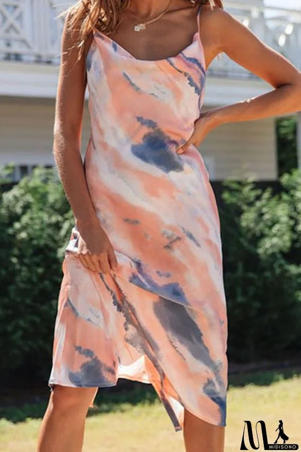 MidiSono - Temperament and Western Style Mid-length Sling Irregular Slit Dress