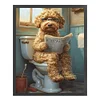 The Puppy Is Going To The Toilet. - 14CT Stamped Cross Stitch - 40*50cm - Dog