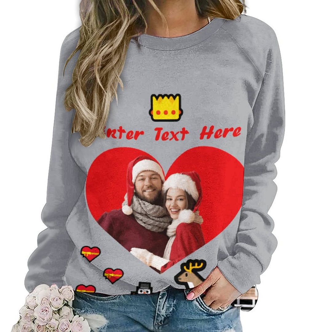 Custom Photo Sweatshirts for Couples Christmas Gift