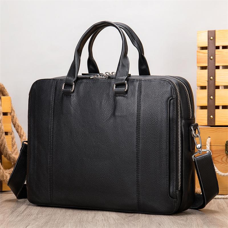 Classic Business Leather Large-Capacity Soft And Comfortable Handbag Waterproof Multifunctional Crossbody Bag