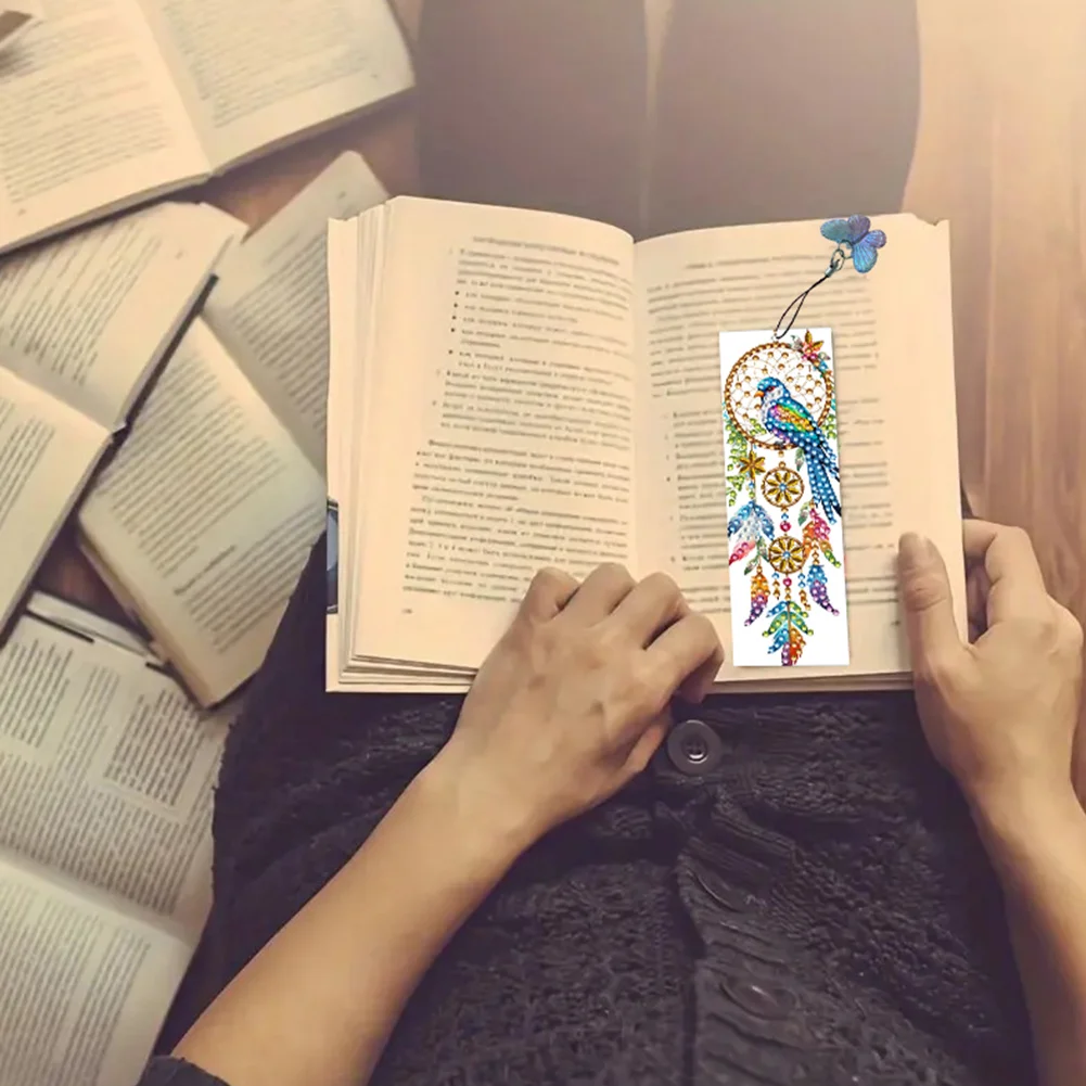 3Pcs Special Shape Dream Catcher Bird Diamond Painting Art Bookmark for Books