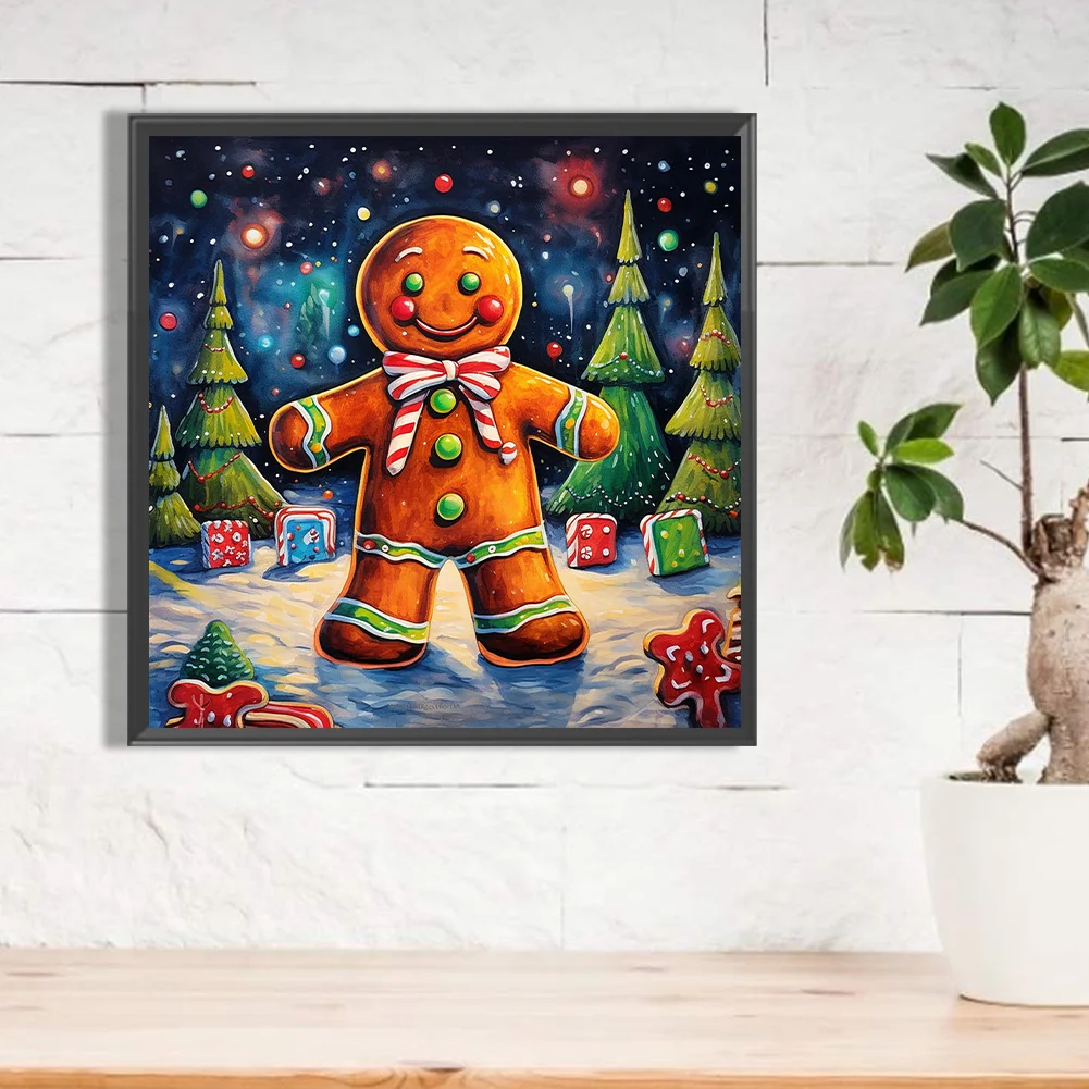 Partial AB Diamond Painting - Full Round Drill - Gingerbread Man(Canvas|45*45cm)