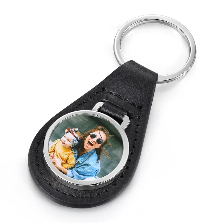 Kettenmachen Personalisiertes Foto PU Leder tragbar Schlüsselanhänger