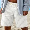 2026 Casual Fashion Drawstring Shorts, European And American Style, Elastic Fit, Trendy Men's Thin Linen Beach Shorts by Inlyline