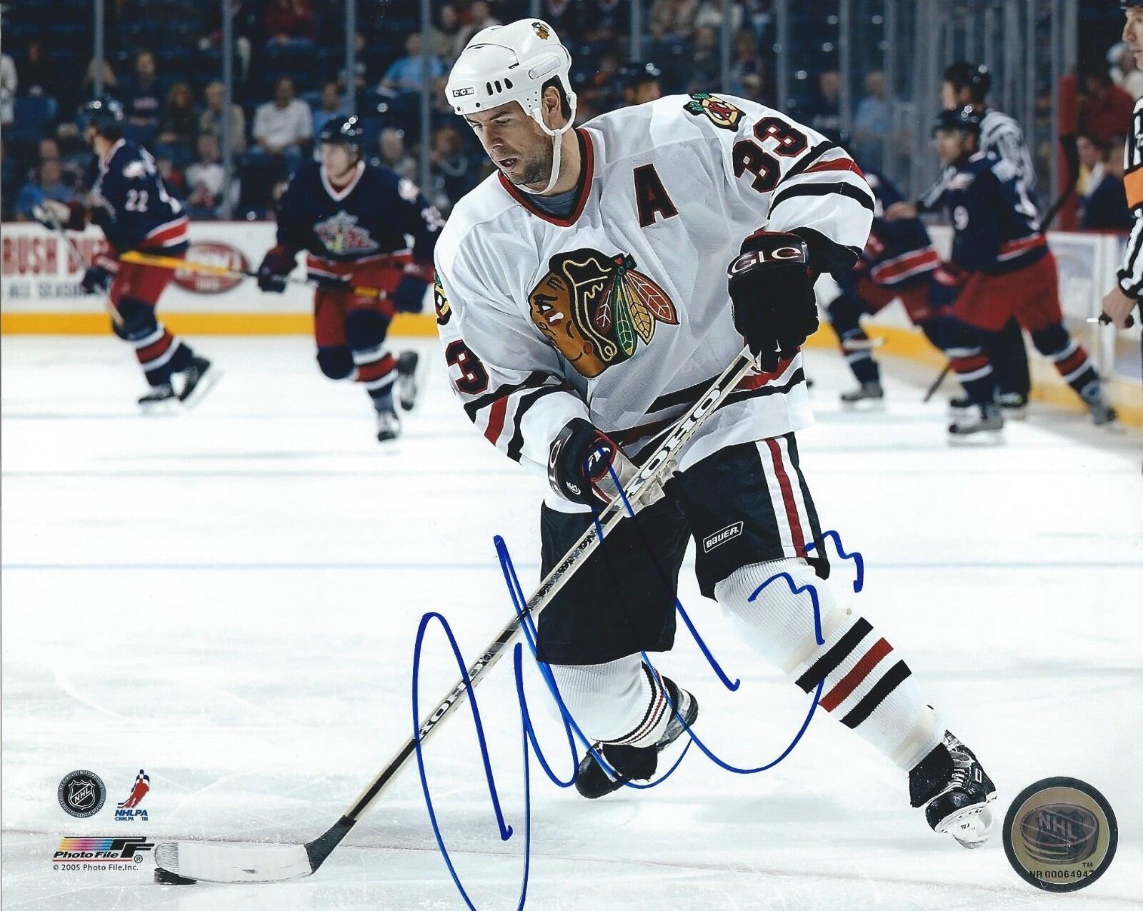 Autographed 8x10 ADRIAN AUCOIN Blackhawks Photo Poster painting - w/COA