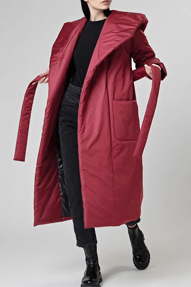 Casual British Style Solid Pocket Hooded Collar Outerwear