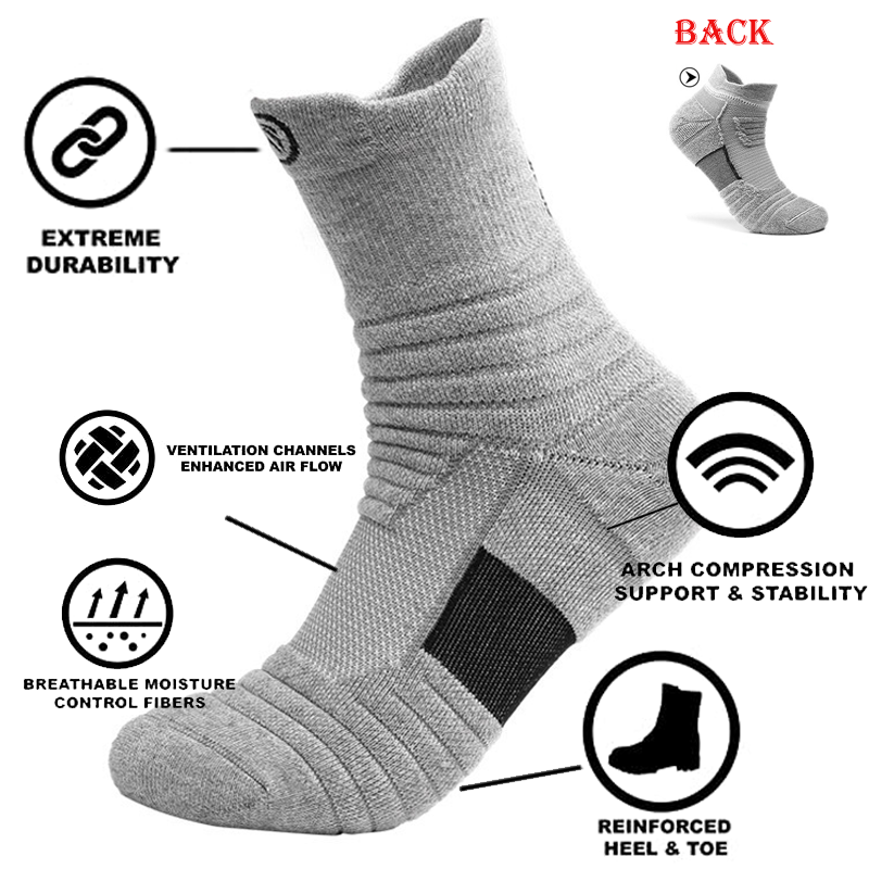 Men's Towel Bottom Sweat Absorbing Breathable Outdoor Sports Socks、、URBENIE