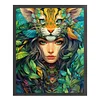 Tiger Girl-11CT Stamped Cross Stitch 50*60cm/19.69*23.62in(Big Size)