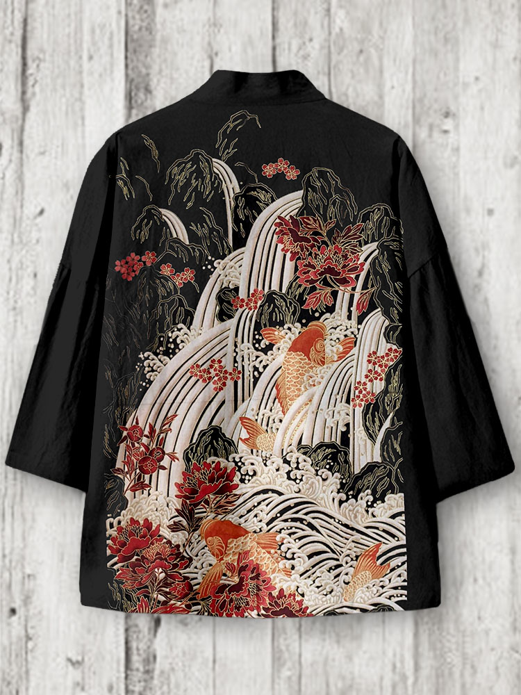 Vintage Japanese Inspired Embroidered Kimono Cardigan