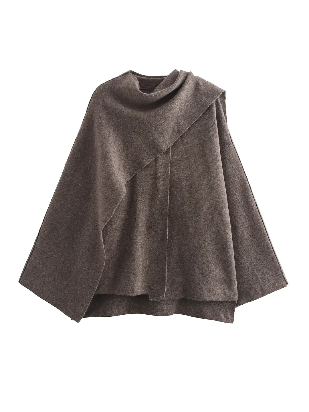 Nigikala Nigikala New Women's Clothing With Asymmetric Scarf Short Knitted Coat