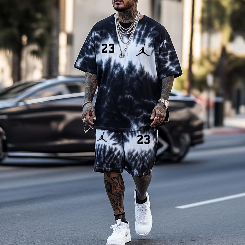  Tie-Dye Jordan 23 Oversized T-Shirt & Shorts Set - Streetwear Fashion