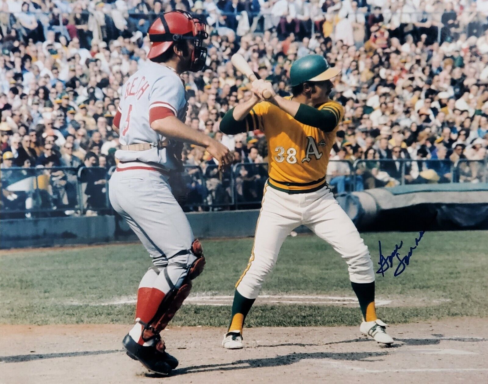 Signed 11X14 GENE TENACE Oakland A's Autographed Photo Poster painting - COA